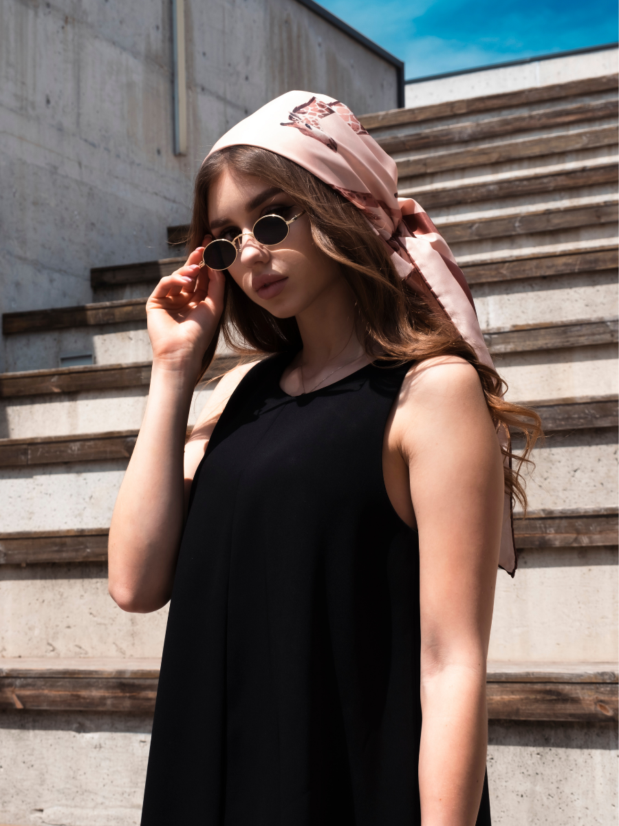 Giraffe Zürafa Desen Twill Eşarp