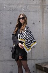 Zebra Desen Yeşil Twill Eşarp